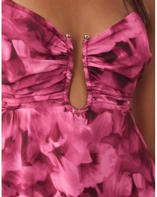 Abercrombie & Fitch Pink Cut Out Detail Flowy Maxi Dress With Built