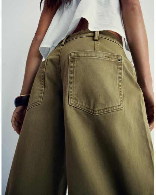 Bershka Natural Barrel Trousers