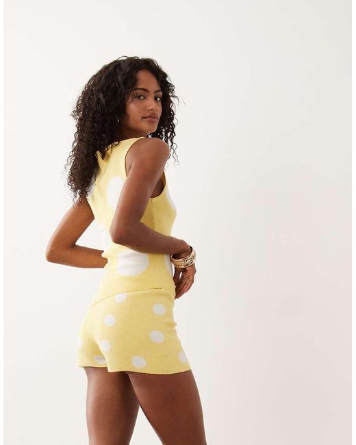 ASOS Yellow Knit Asymmetric Shorts