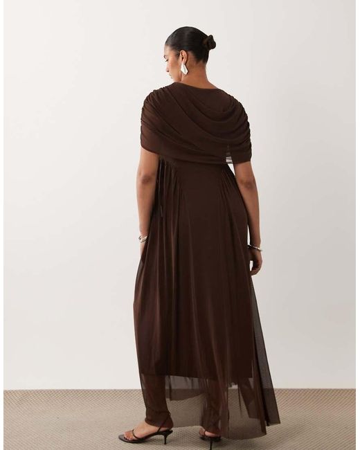 Vero Moda Brown Cape Detail Maxi Dress
