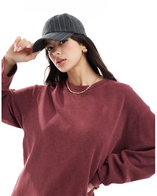 ASOS Red Waffle Long Sleeve Skater Tee