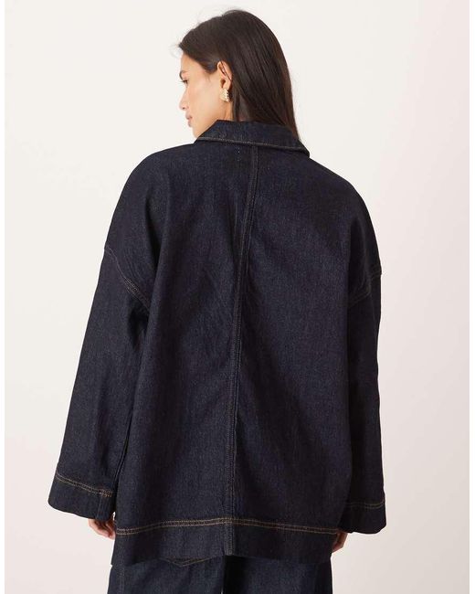 Aware Oversized Recht Denim Jack in het Blue