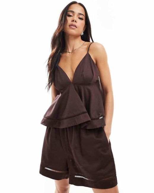 ASOS Brown Peplum Cami Co-ord