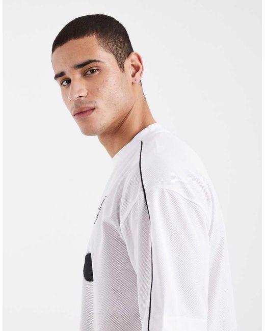 ASOS White Oversized T-shirt With Panelled Shoulders And Football Graphic for men