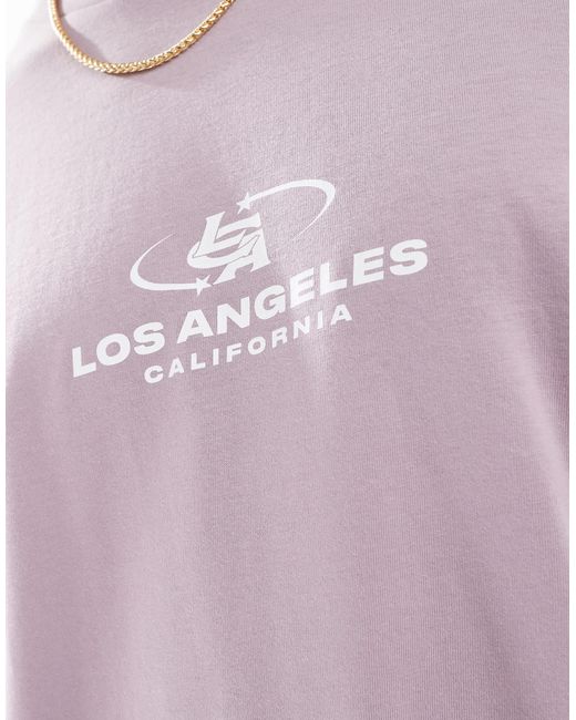 ASOS Purple Oversized T-shirt With City Graphic for men