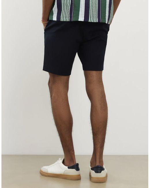 River Island Blue Slim Fit Belted Chino Shorts for men