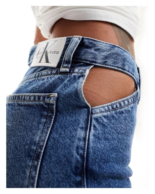 Calvin Klein Blue – denim-jeans mit schmalem, geradem schnitt und zierausschnitten
