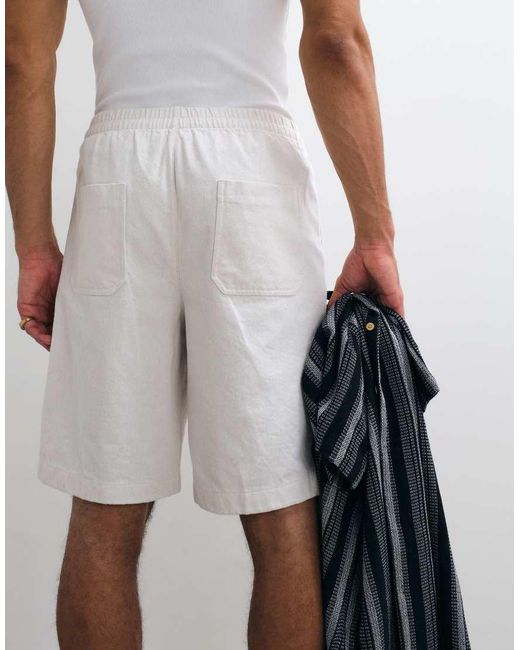 ARKET White Linen Mix Drawstring Shorts for men