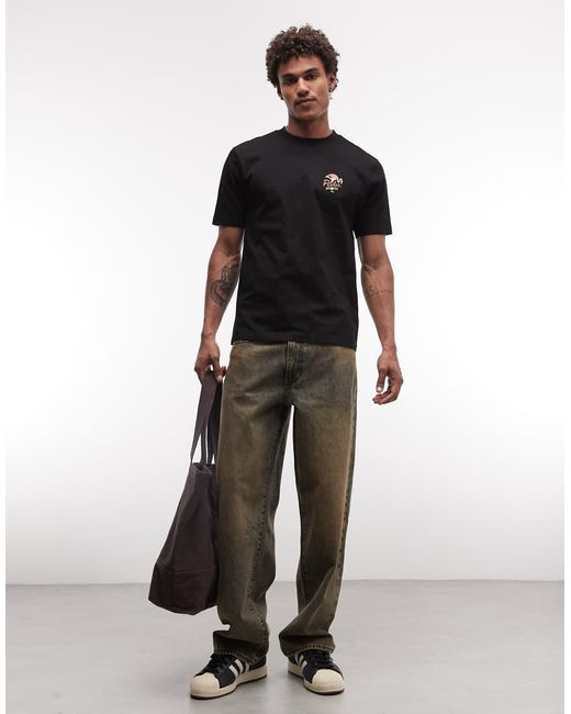 Parlez Black Short Sleeve Marion T-shirt With Back Graphic for men