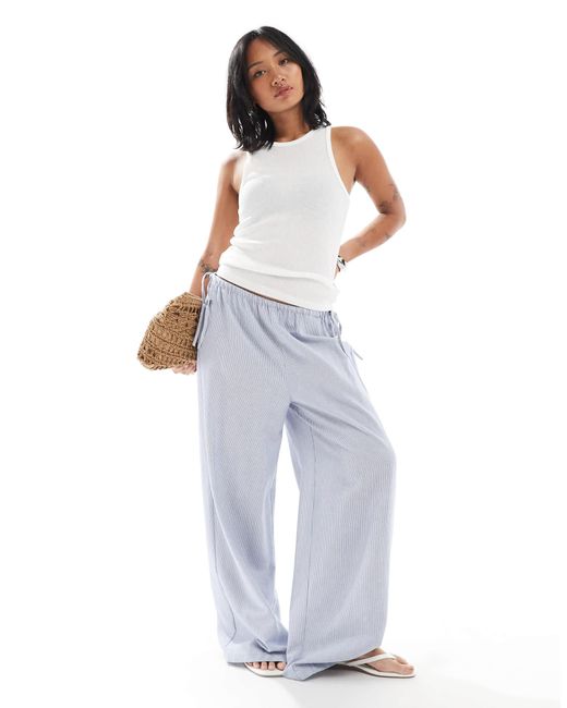 Only Petite White Wide Leg Tie Detail Trousers