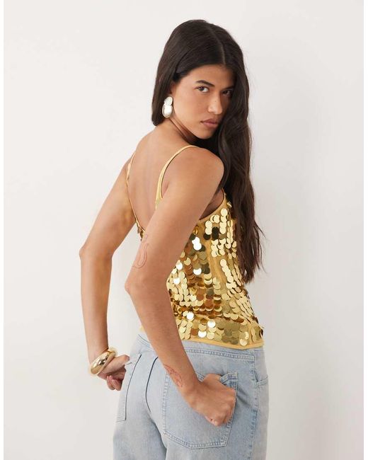 ASOS Metallic Disc Scatter Sequin Scoop Neck Sleeveless Top