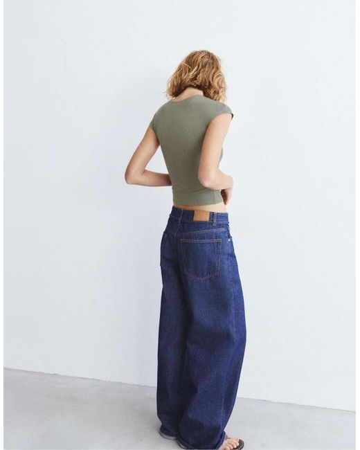 Pull&Bear Blue Fitted T-shirt With Full Sleeves