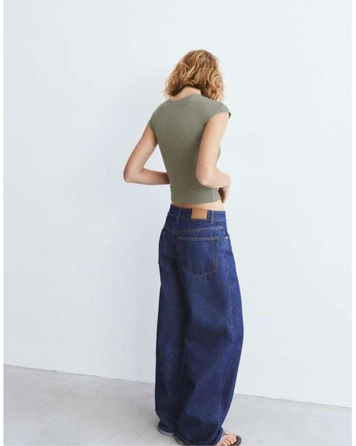 Pull&Bear Blue Fitted T-shirt With Full Sleeves