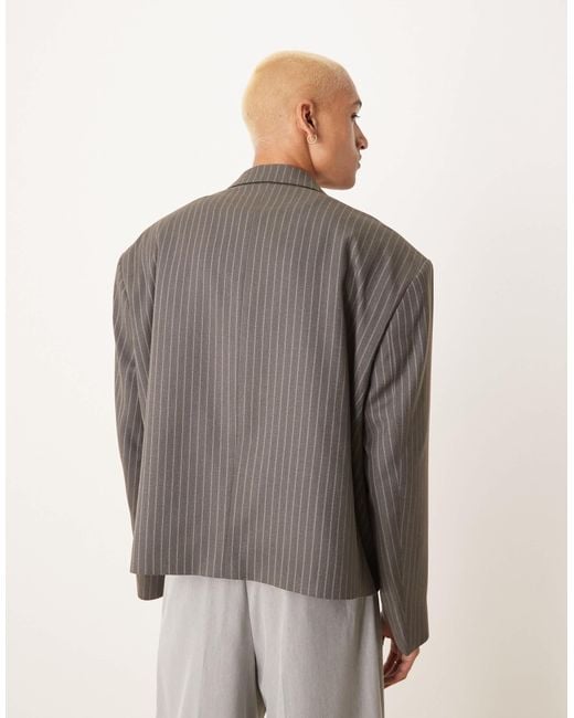 ASOS – doppelreihiger cropped blazer in Gray für Herren
