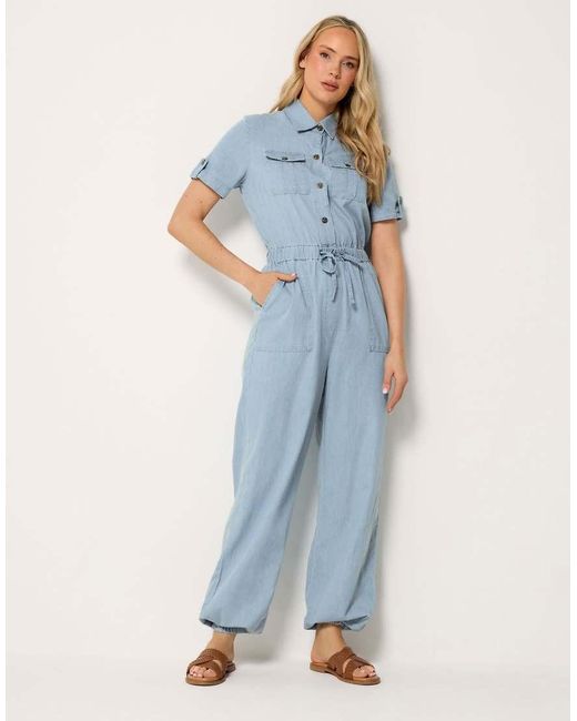 Long Tall Sally Blue Denim Elasticated Jumpsuit