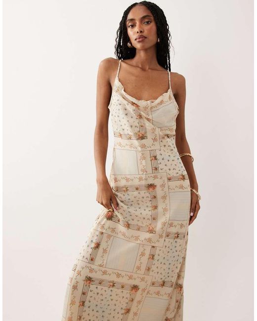 Miss Selfridge Natural Chiffon Cowl Neck Midi Dress