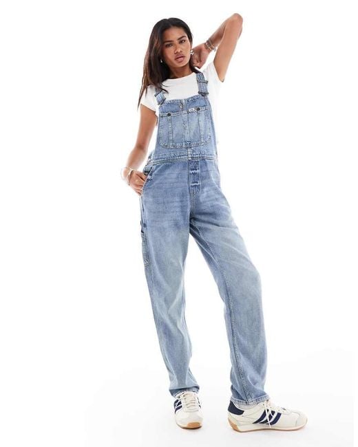 Lee Jeans Blue Workwear Straight Fit Denim Dungarees