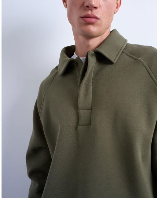 Topman Green Boxy Fit Polo Sweat for men