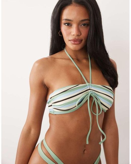 ASOS Blue Sian Reversible Ruched Bandeau Bikini Top
