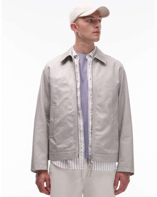 ARKET White Zip Front Minimal Workwear Jacket With Collar for men