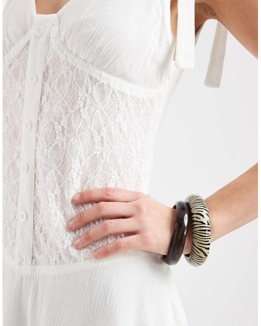 Motel White Danira Bardot Milkmaid Midaxi Lace Dress