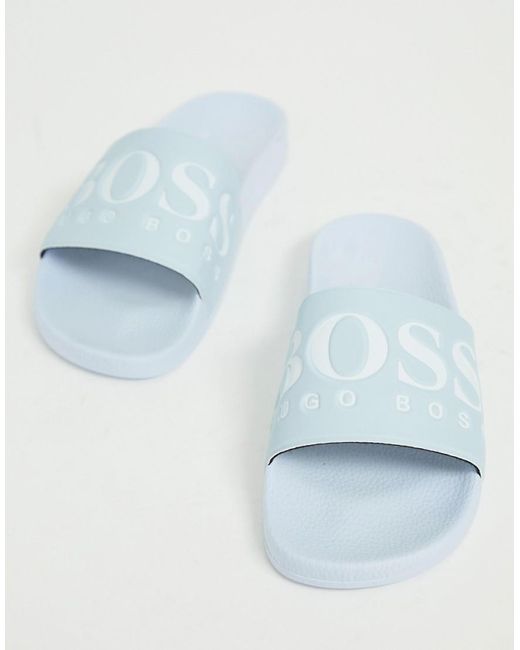 BOSS Footwear Bay Sliders Light Blue Triads Mens From Triads UK ...