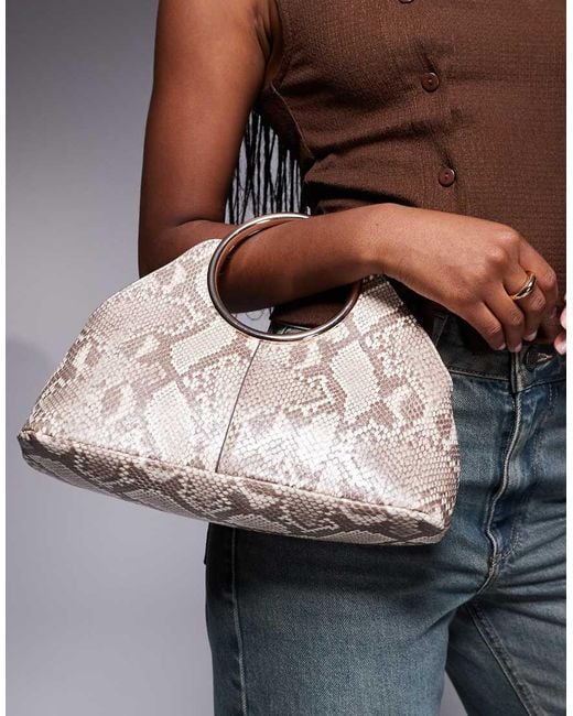River Island Natural Ring Handle Clutch Bag