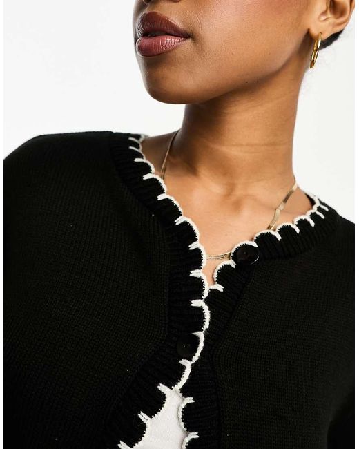 Miss Selfridge Black Asos Design Blanket Stitch Cardigan