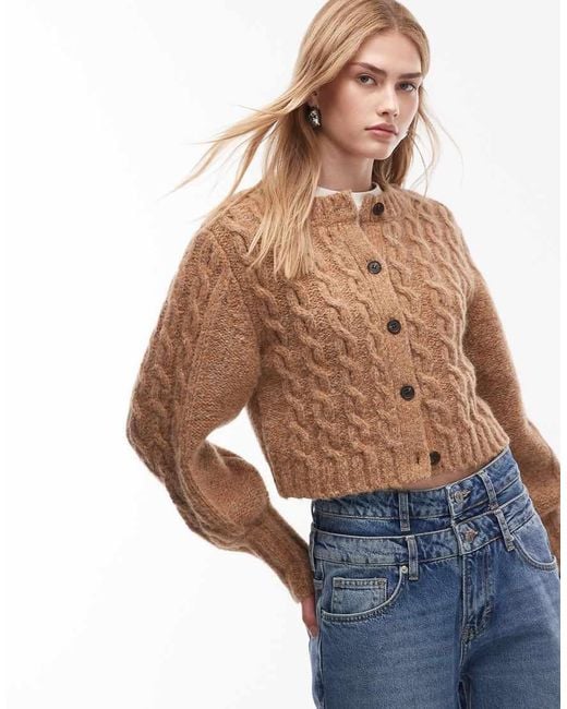& Other Stories Blue Wool And Alpaca Knitted Cable Cardigan