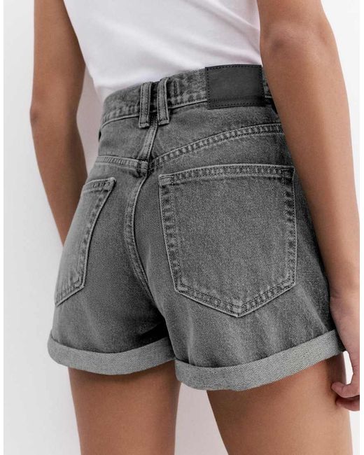 Pull&Bear Black Mom Denim Shorts