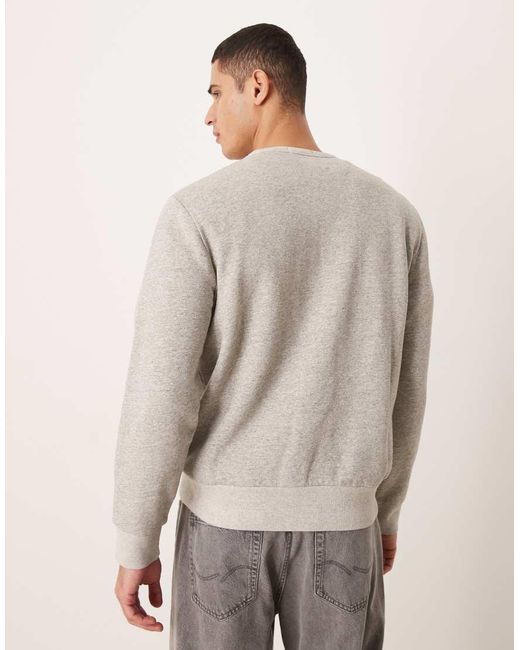 Polo Ralph Lauren Natural Large Sport Logo Print Fleece Sweatshirt Classic Oversized Fit for men