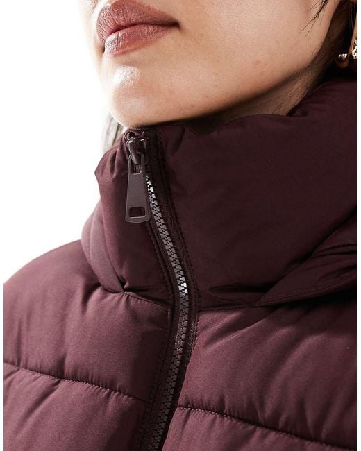 New Look Purple Cropped Hooded Puffer Coat