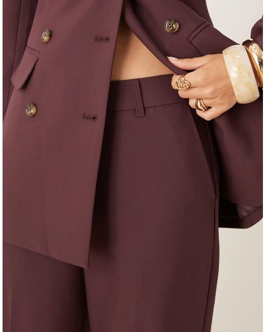 ASOS Elegante Ruimvallende Pantalon Met Hoge Taille En Rechte Pijpen in het Purple