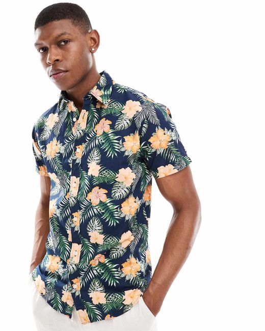 Chemise a fleurs Jack Jones pour homme en coloris Bleu Lyst