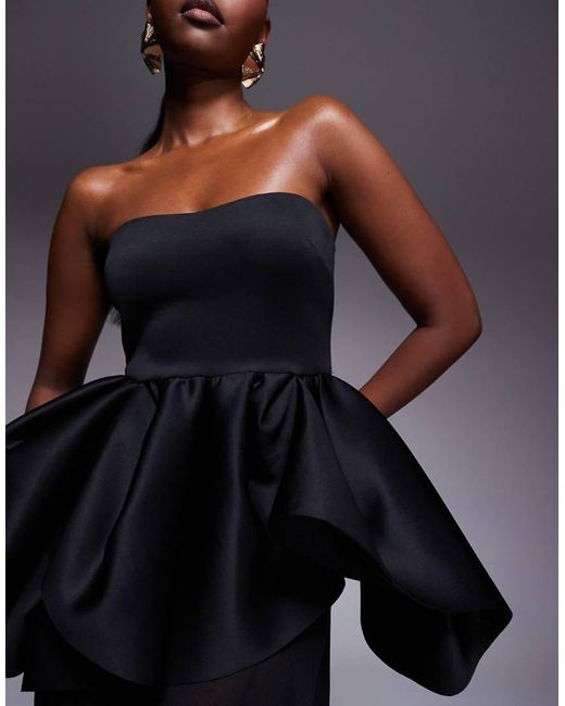 ASOS Blue Premium Strapless Bodice With Sheer Skirt Maxi Dress
