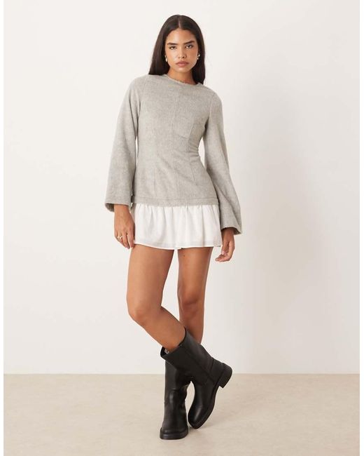 ASOS Gray Hybrid Dropped Waist Mini Dress