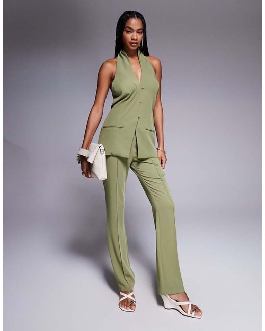 ASOS Green Tailored Halterneck Waistcoat Co-ord