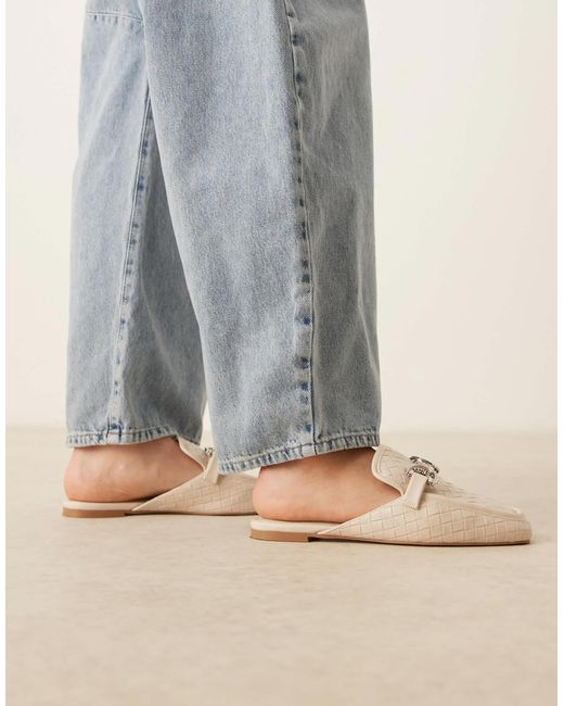 Asos Design Wide Fit Natural – mosaic – flache loafer-mules