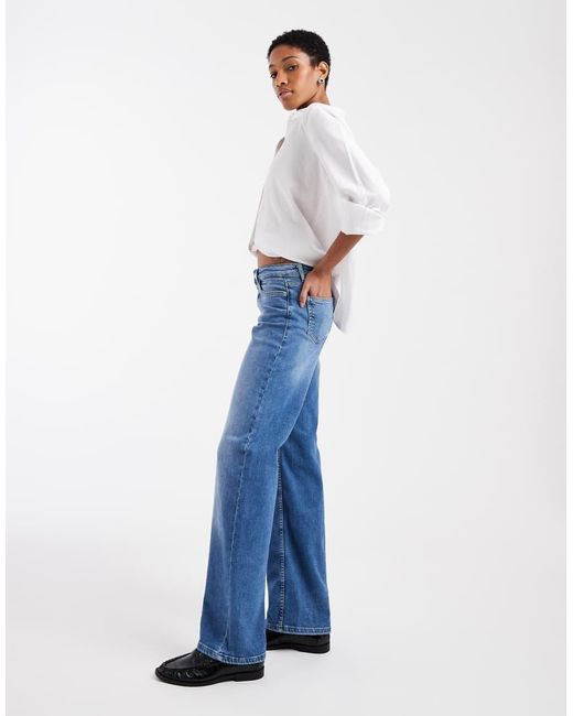ONLY Blue Judy Low Rise Wide Leg Jeans