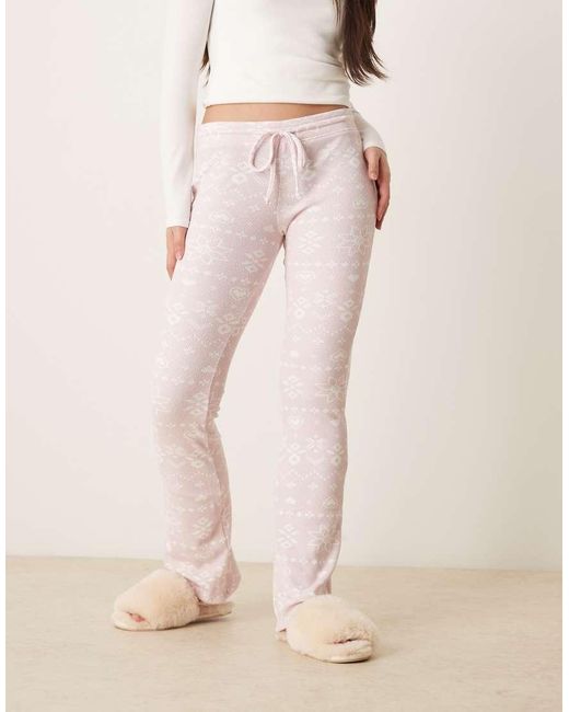 Hollister Natural Gilly Hicks Mid Rise Flare Cosy Waffle Trousers