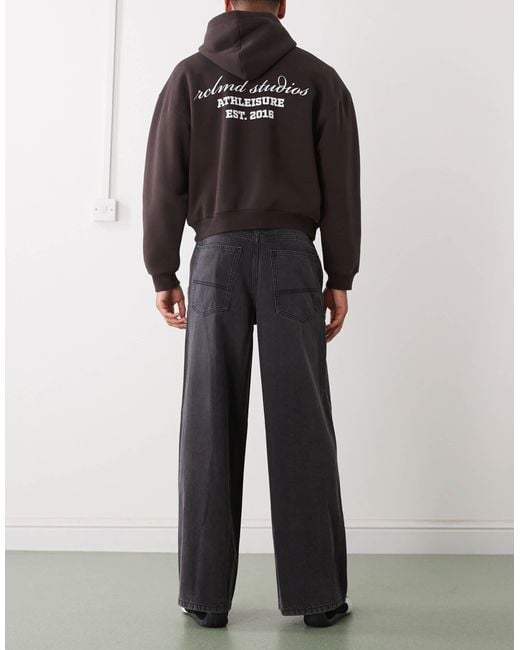 Collusion Black X003 Wide Leg Mid Rise Jeans for men