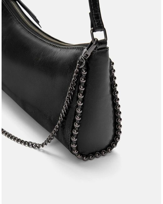 Pull&Bear Black – verzierte schultertasche