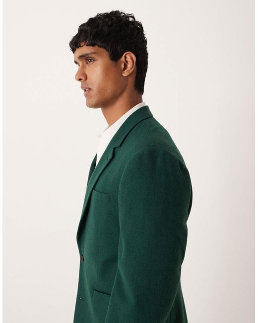 ASOS Green Wool Slim Suit Jacket for men