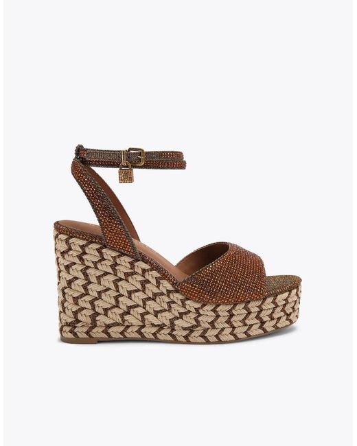 Kurt Geiger Brown Brixton Ankle Strap Wedge Heeled Sandals