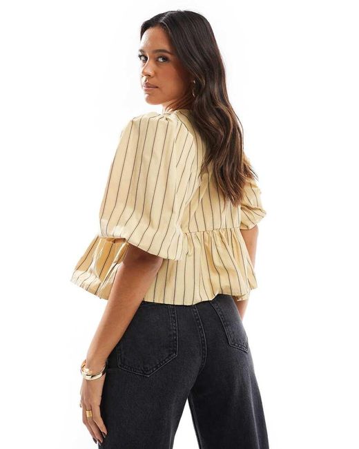 Glamorous Natural Tie-Front Top