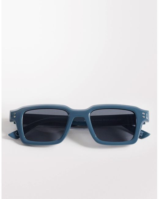 ASOS Blue Rectangle Sunglasses for men
