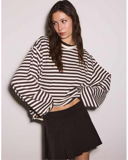 Stradivarius Brown Box Pleat Mini Skirt