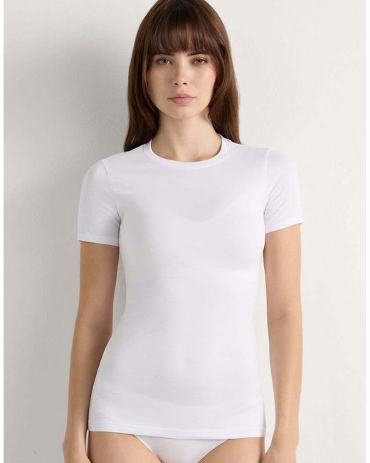Intimissimi White Short-Sleeved Stretch Top