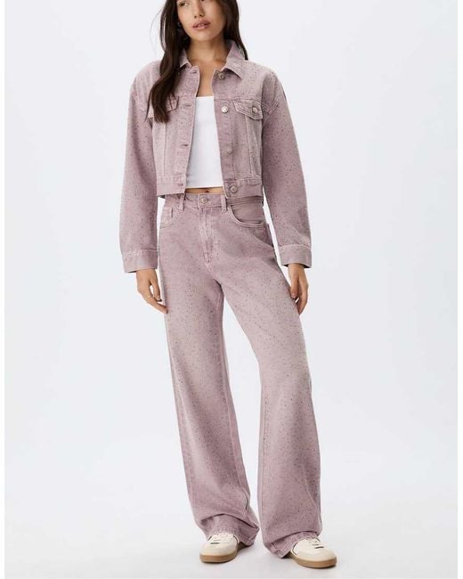 Stradivarius Purple Shimmer Denim Jacket