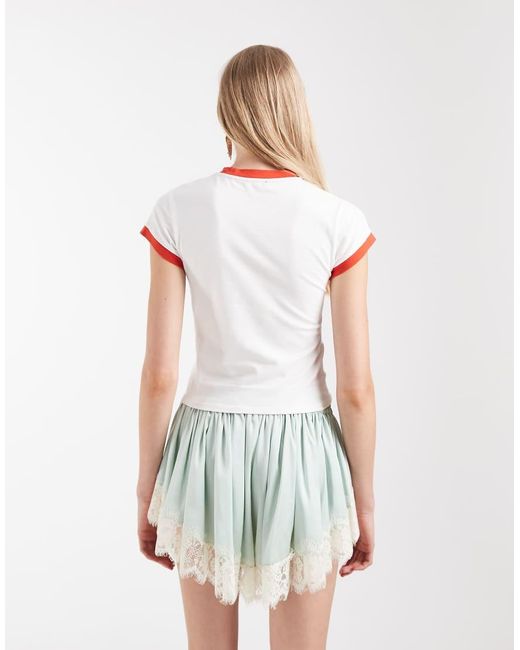 ASOS White Disney Ringer Baby Tee With Mickey Mouse Print
